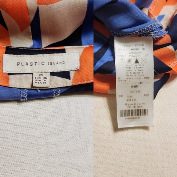 Plastic Island Graphic Print Mini Cocktail Dress Orange Blue Medium - Picture 9 of 12